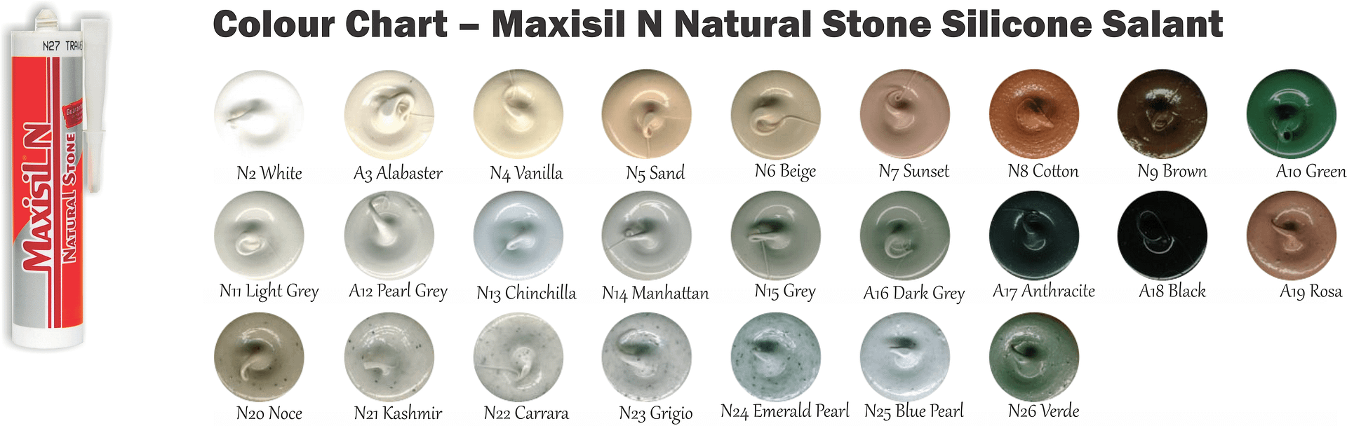 Colour Chart – Maxisil N Natural Stone Silicone Salant 