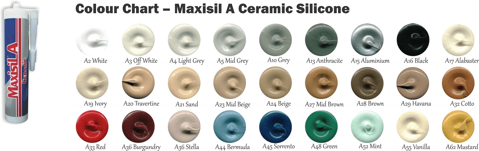 Colour Chart – Maxisil A Ceramic Silicone 